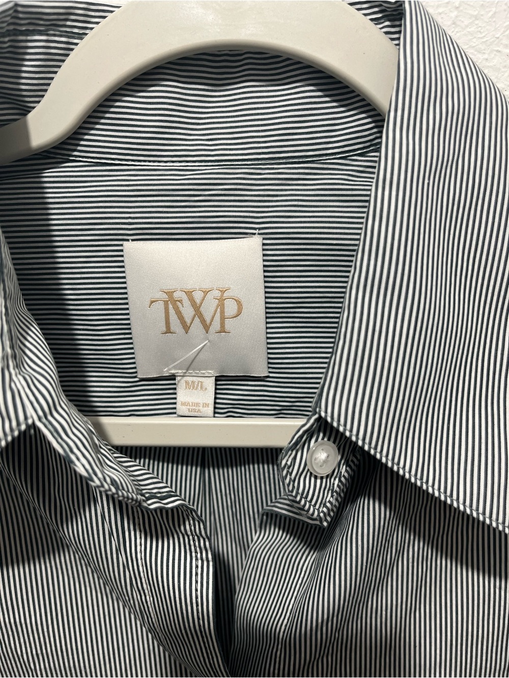 TWP | Women’s Striped Button Down Shirt Blouse Top Size Medium Large - Picture 5 of 5